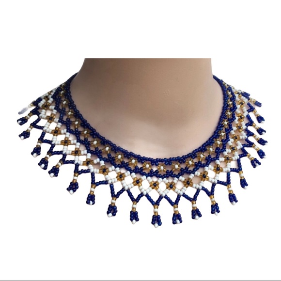 Vintage cleopatra indian seed bead necklace collar - Picture 4 of 9